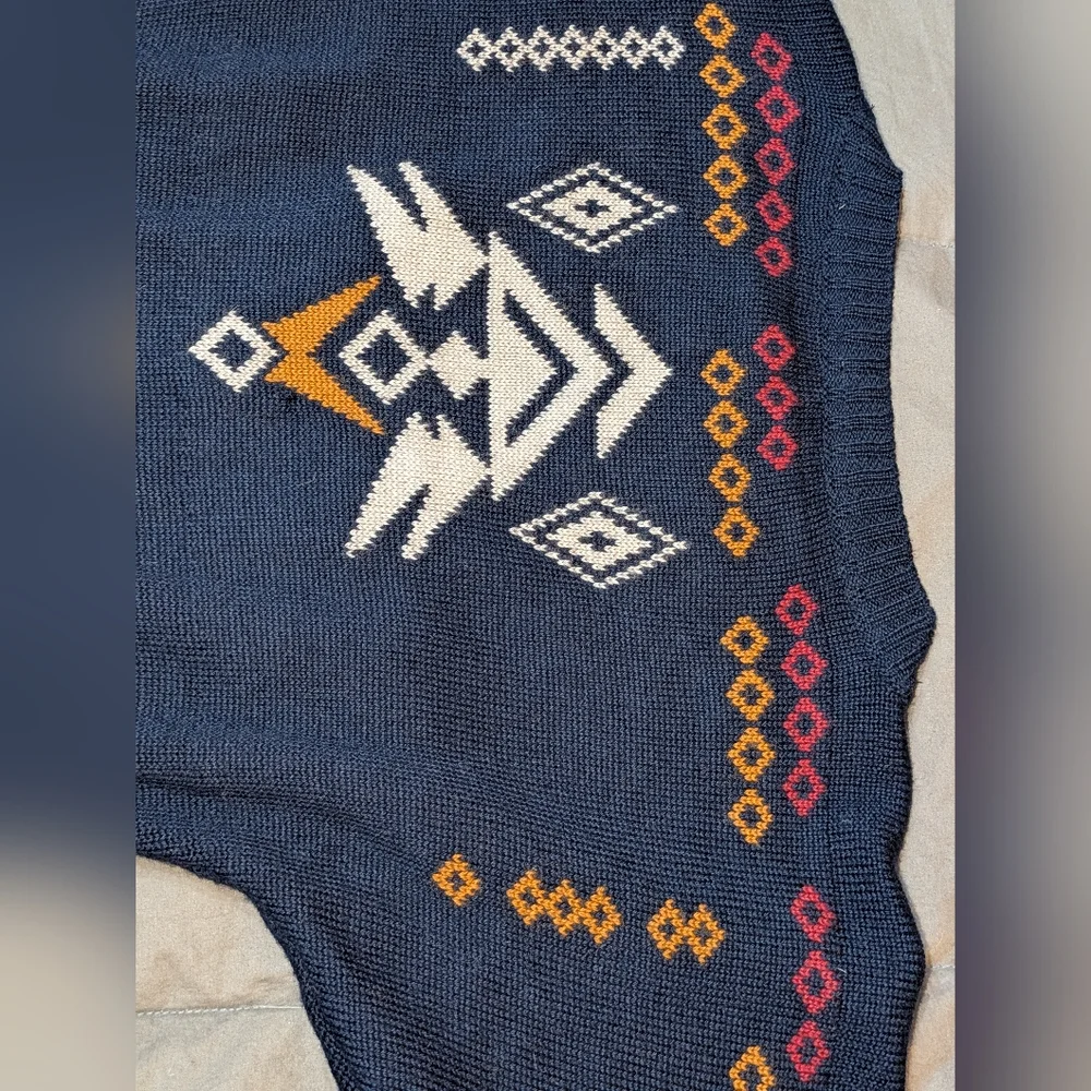 Free People Sweater Dress Made in Italy Geometric V-Neck Aztec Native American - Picture 9 of 12